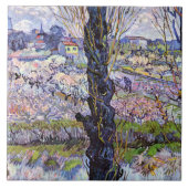 Van Gogh - Uitzicht van Arles, bloeiende boomgaard Tegeltje (Voorkant)