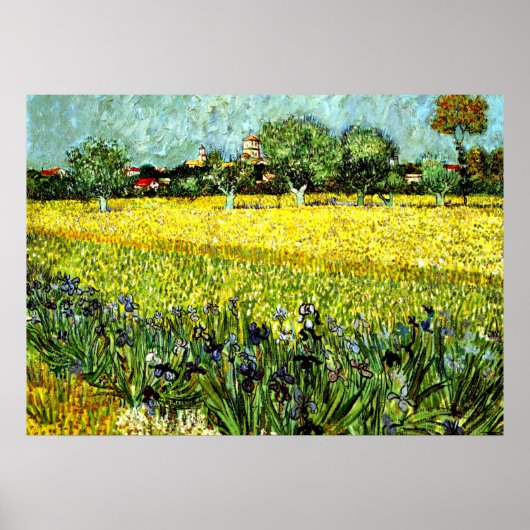 Van Gogh - Uitzicht van Arles met Irises, 1888 Poster (Voorkant)