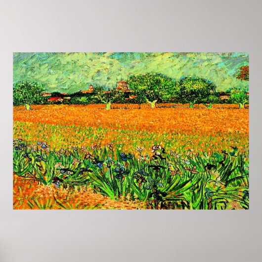 Van Gogh - Uitzicht van Arles met Irises Poster (Voorkant)