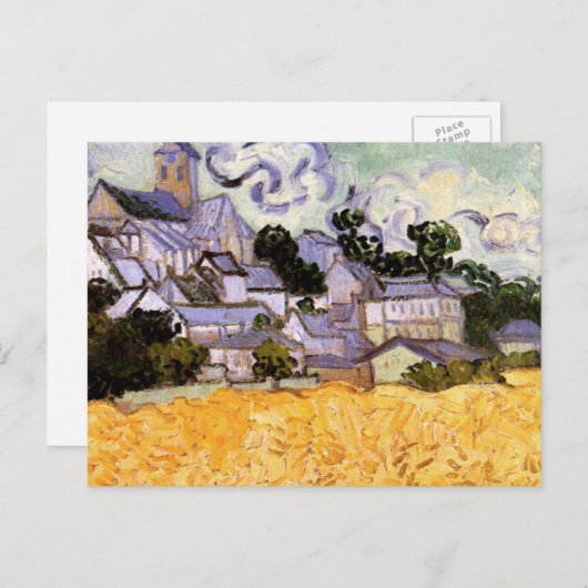 Van Gogh Uitzicht van Auvers met Kerk, Fine Art Briefkaart (Voorkant / Achterkant)