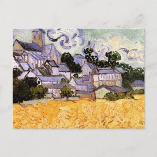 Van Gogh Uitzicht van Auvers met Kerk, Fine Art Briefkaart (Voorkant)