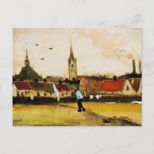 Van Gogh - Uitzicht van Den Haag met nieuwe kerk, Briefkaart (Voorkant)