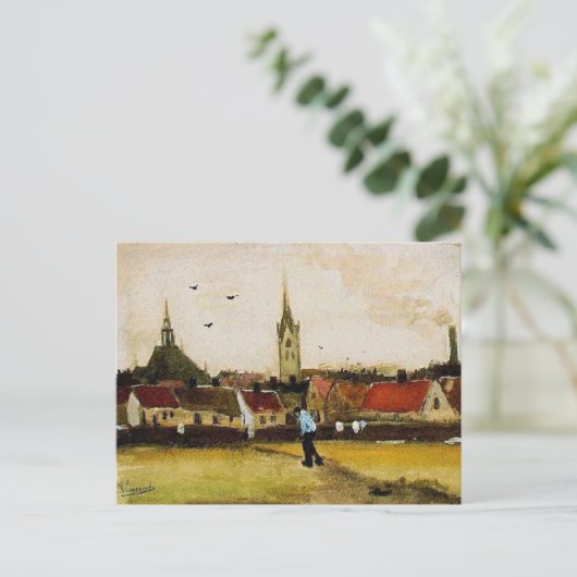 Van Gogh - Uitzicht van Den Haag met Nieuwe Kerk Briefkaart (Staand voorkant)