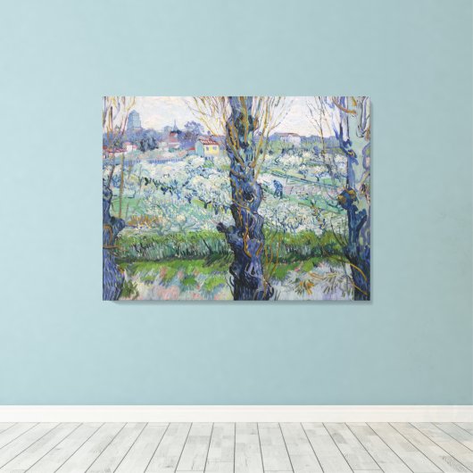 Van Gogh Uitzichten van Arles Flowering Orchards Canvas Afdruk (Insitu (Houten vloer))
