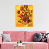 Van Gogh - Vaas met 15 zonnebloemen Canvas Afdruk (Insitu (Woonkamer))