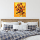 Van Gogh - Vaas met 15 zonnebloemen Canvas Afdruk (Insitu (Slaapkamer))