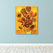 Van Gogh - Vaas met 15 zonnebloemen Canvas Afdruk (Insitu (Houten vloer))
