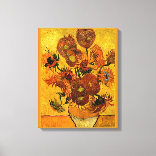 Van Gogh - Vaas met 15 zonnebloemen Canvas Afdruk (Voorkant)