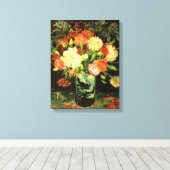 Van Gogh Vaas met anjers Canvas Print (Insitu (Houten vloer))