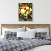 Van Gogh Vaas met anjers Canvas Print (Insitu (Slaapkamer))