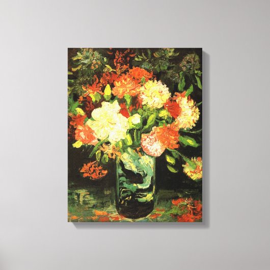 Van Gogh Vaas met anjers Canvas Print (Voorkant)