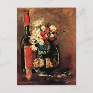 Van Gogh: Vaas met anjers, Rozen en een flesje Briefkaart