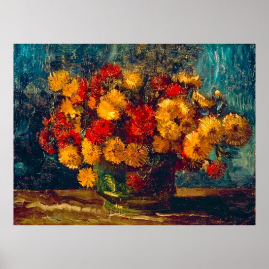 Van Gogh Vaas met Chrysanten  Poster (Voorkant)