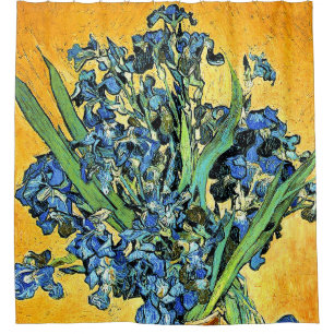 Van Gogh - Vaas met irissen, gele achtergrond Douchegordijn