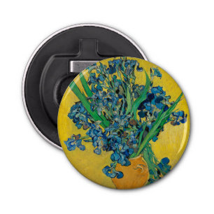 Van Gogh Vaas met Irissen Klassiek Impressionisme Button Flesopener