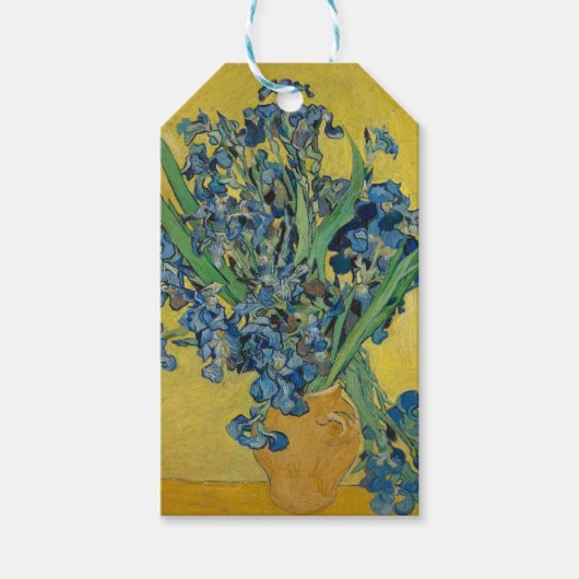 Van Gogh Vaas met Irissen Klassiek Impressionisme Cadeaulabel (Voorkant)
