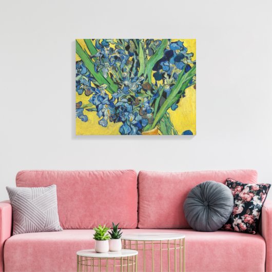 Van Gogh Vaas met Irissen Klassiek Impressionisme Canvas Afdruk (Insitu (Woonkamer))