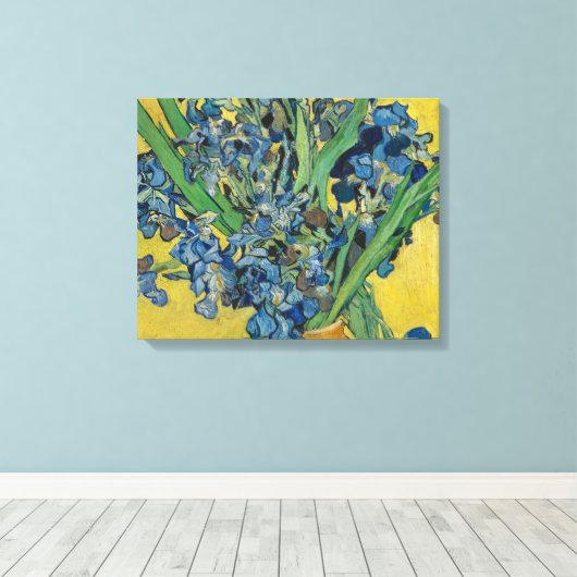 Van Gogh Vaas met Irissen Klassiek Impressionisme Canvas Afdruk (Insitu (Houten vloer))