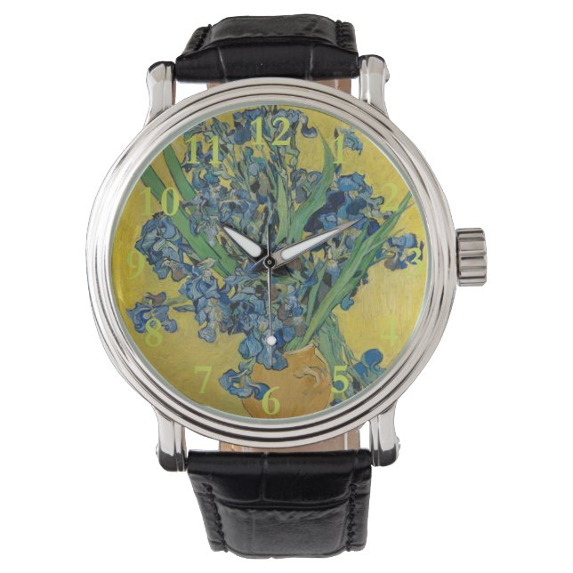 Van Gogh Vaas met Irissen Klassiek Impressionisme Horloge (Voorkant)