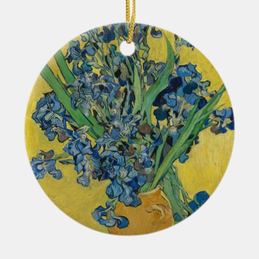 Van Gogh Vaas met Irissen Klassiek Impressionisme Keramisch Ornament (Voorkant)