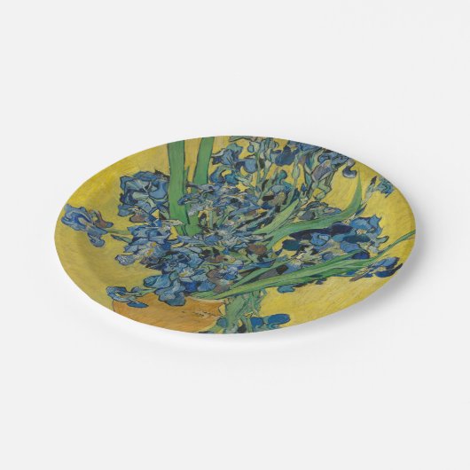 Van Gogh Vaas met Irissen Klassiek Impressionisme Papieren Bordje (Gekanteld)