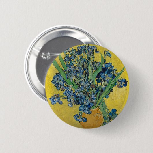 Van Gogh Vaas met Irissen Klassiek Impressionisme Ronde Button 5,7 Cm (Voorkant /achterkant)