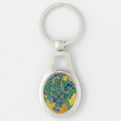 Van Gogh Vaas met Irissen Klassiek Impressionisme Sleutelhanger (Voorkant)
