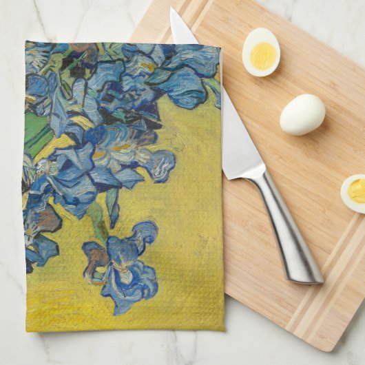Van Gogh Vaas met Irissen Klassiek Impressionisme Theedoek (Quarter Fold)
