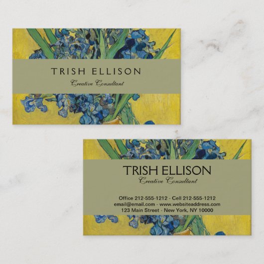Van Gogh Vaas met Irissen Klassiek Impressionisme Visitekaartje (Voorkant / Achterkant)