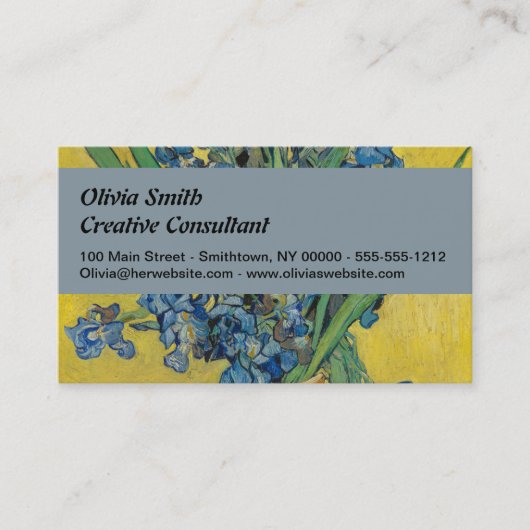Van Gogh Vaas met Irissen Klassiek Impressionisme Visitekaartje (Voorkant)
