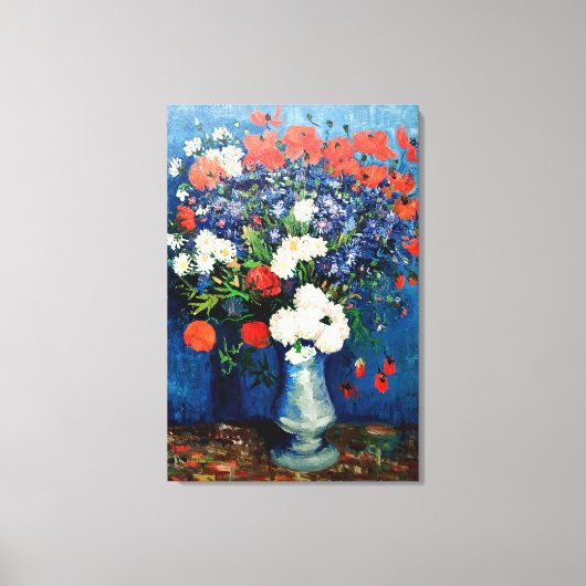 Van Gogh - Vaas met korenbloemen en klaprozen Canvas Afdruk (Voorkant)