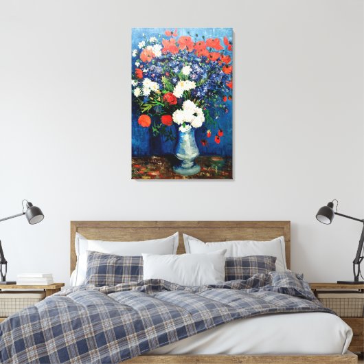 Van Gogh - Vaas met korenbloemen en klaprozen Canvas Afdruk (Insitu (Slaapkamer))