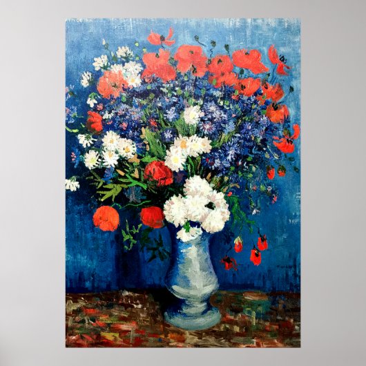 Van Gogh - Vaas met korenbloemen en klaprozen Poster (Voorkant)