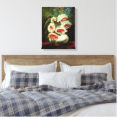 Van Gogh Vaas met Pioenrozen Canvas Print (Insitu (Slaapkamer))