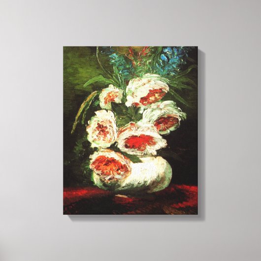 Van Gogh Vaas met Pioenrozen Canvas Print (Voorkant)