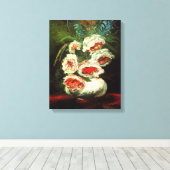 Van Gogh Vaas met Pioenrozen Canvas Print (Insitu (Houten vloer))