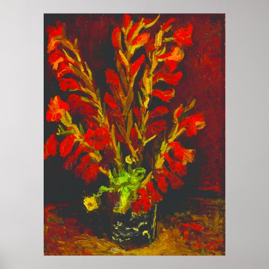 Van Gogh Vaas met Rode Gladiolen Poster (Voorkant)