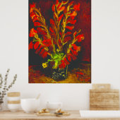 Van Gogh Vaas met Rode Gladiolen Poster (Keuken)