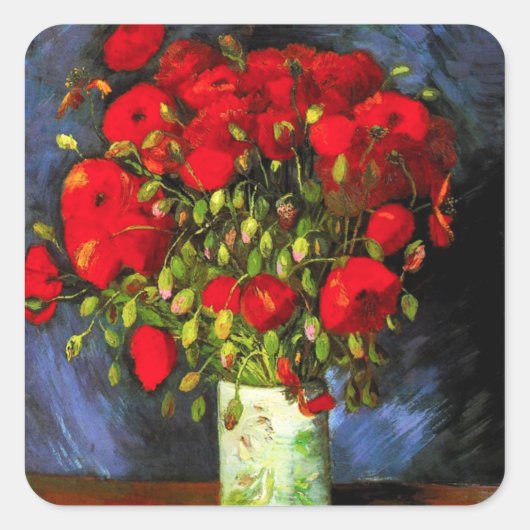 Van Gogh vaas met rode papaver Stickers (Voorkant)