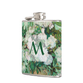 Van Gogh Vaas met Roze Rozen Bloemenkunst Monogram Heupfles (Links)