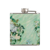 Van Gogh Vaas met Roze Rozen Bloemenkunst Monogram Heupfles (Achterkant)