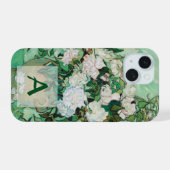 Van Gogh Vaas met Roze Rozen Vintage Kunst Monogra iPhone 15 Case (Achterkant horizontaal)