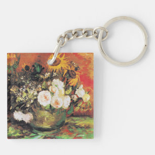 Van Gogh - Vaas met zonnebloemen, rozen en anderen Sleutelhanger