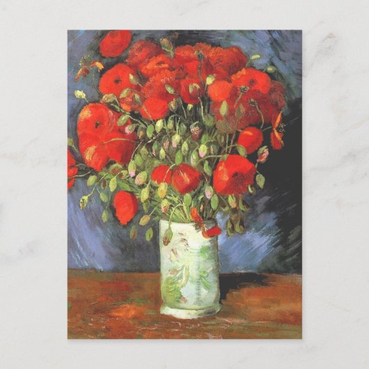 Van Gogh Vaas Rood Papaver Bloemen Stilleven Briefkaart (Voorkant)