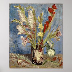 Van Gogh - Vaas, Tuin Gladiolen & Chinese Asters Poster