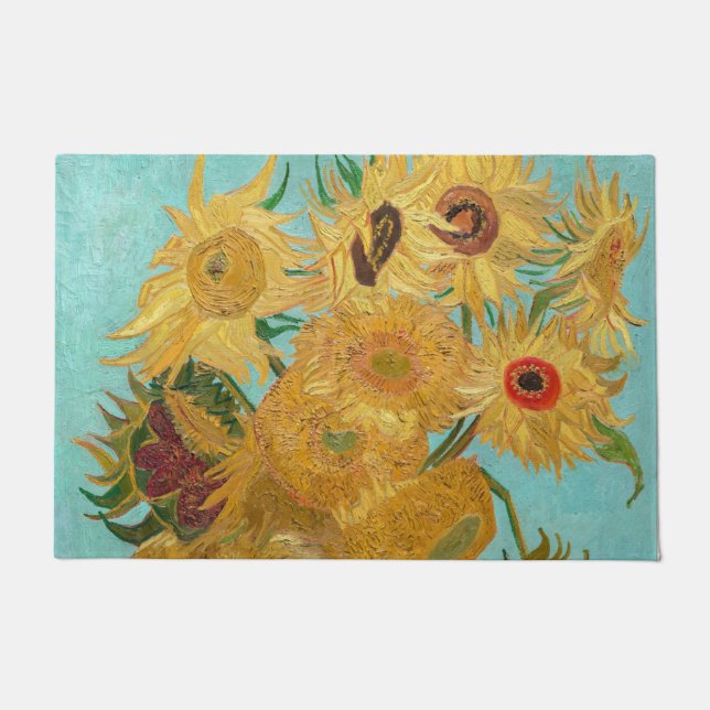 Van Gogh - Vase met 12 zonnebloemen Deurmat (Voorkant)