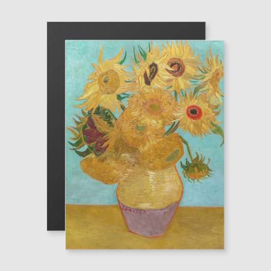 Van Gogh - Vase met 12 zonnebloemen Magnetische Ka (Voorkant / Achterkant)