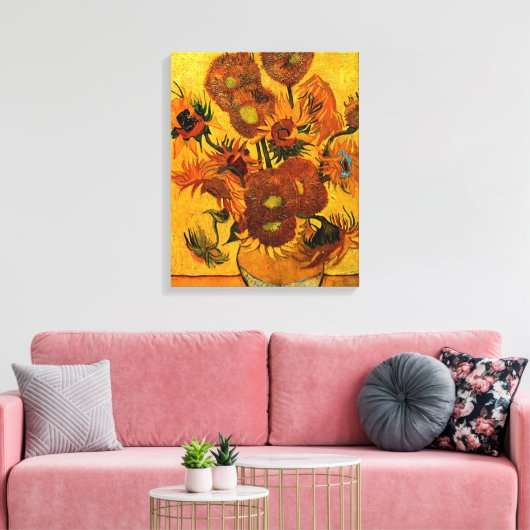 Van Gogh - Vase met 15 zonnebloemen Canvas Afdruk (Insitu (Woonkamer))
