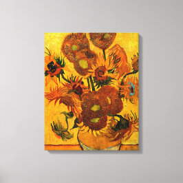 Van Gogh - Vase met 15 zonnebloemen Canvas Afdruk