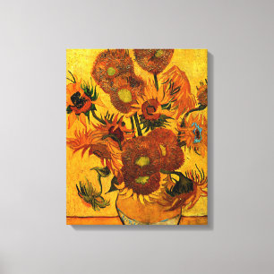 Van Gogh - Vase met 15 zonnebloemen Canvas Afdruk